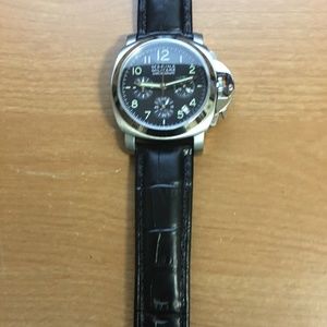 40MM marina  black dial date quartz mens watch